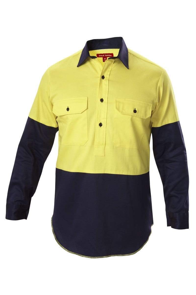 Hard Yakka Two Tone Vented Hi Vis Shirt Y07984 Work Wear Hard Yakka Yellow/Navy (YNA) S 
